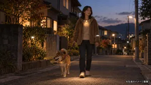 リードと懐中電灯で手がいっぱいに。夜の犬の散歩を楽にする両手が空くライトの選び方